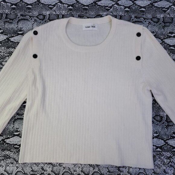 White sweather with buttons/ cold shoulder sleeve - Picture 1 of 2